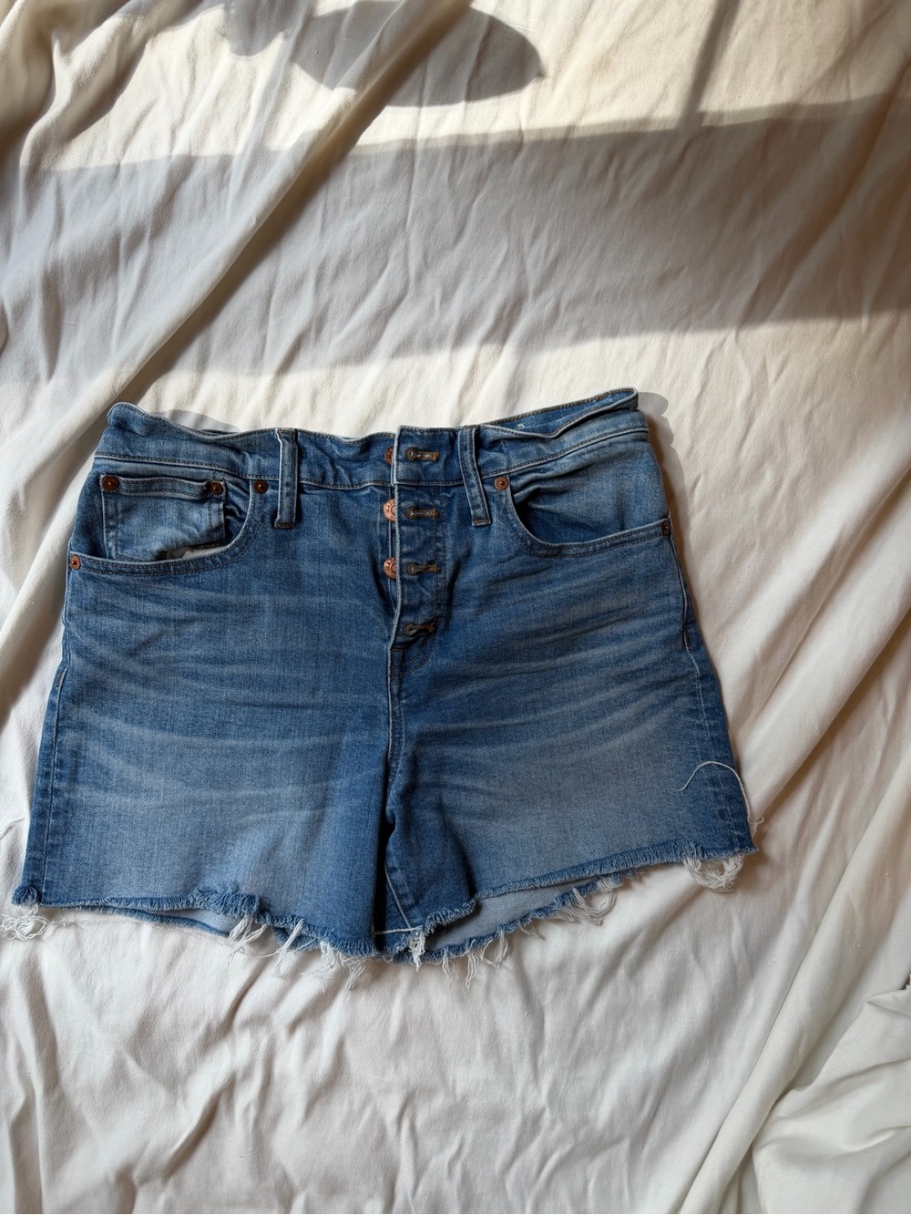 Madewell High-Rise Denim Shorts in Light Blue